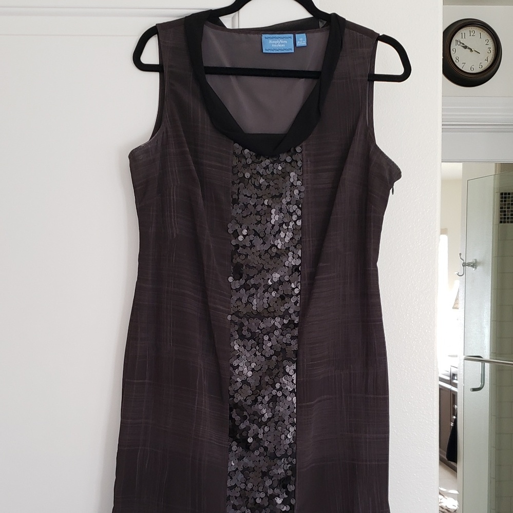 Simply Vera Vera Wang Brown Plaid Sequin Dress